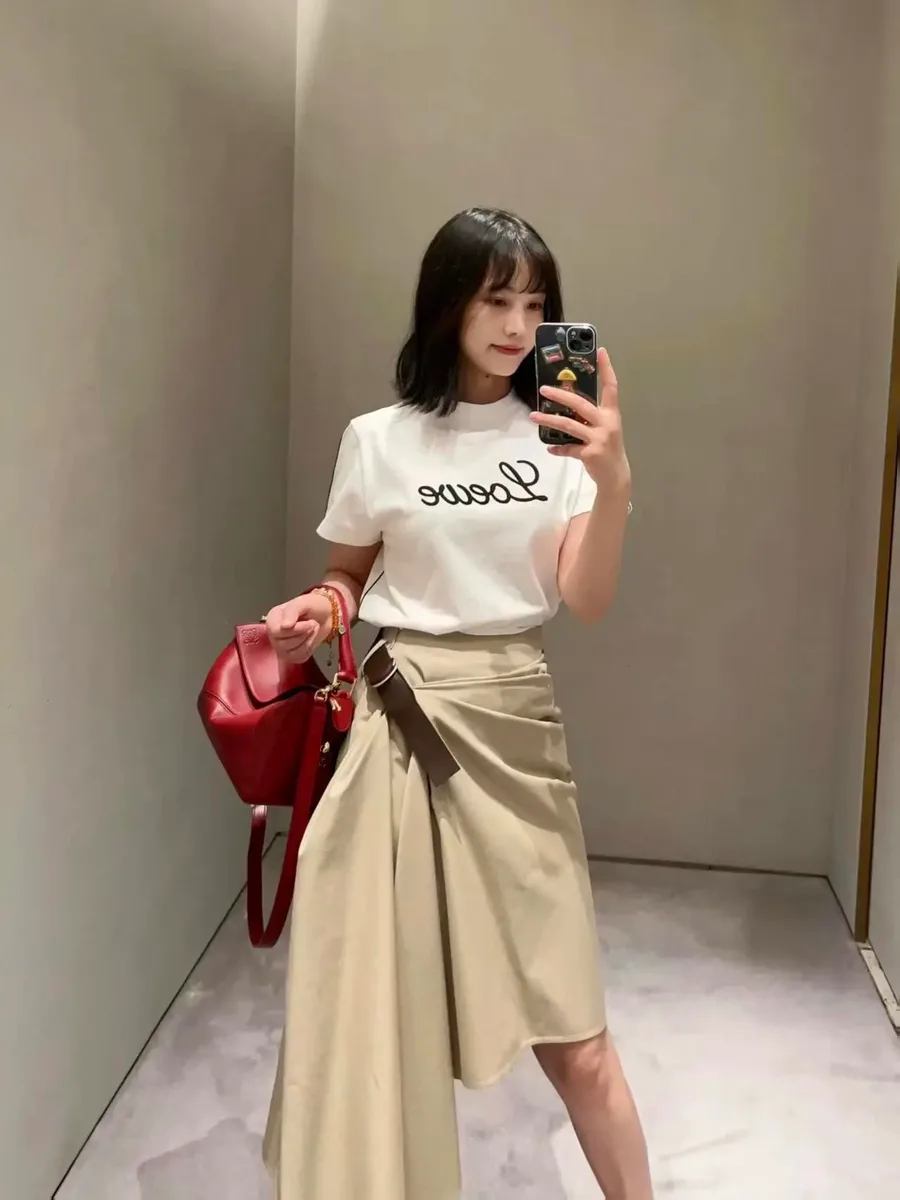 로에베 원형 로고 자수 밴드 루즈핏 코튼 반팔 티셔츠 8