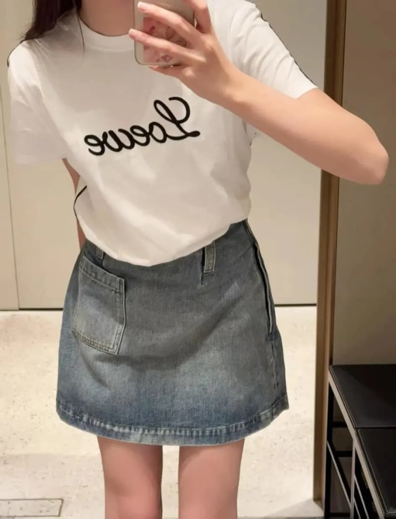 로에베 원형 로고 자수 밴드 루즈핏 코튼 반팔 티셔츠 9