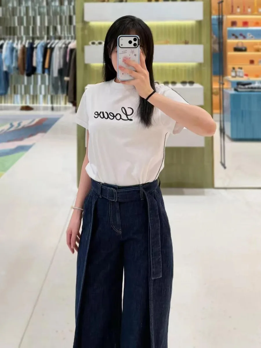 로에베 원형 로고 자수 밴드 루즈핏 코튼 반팔 티셔츠 10
