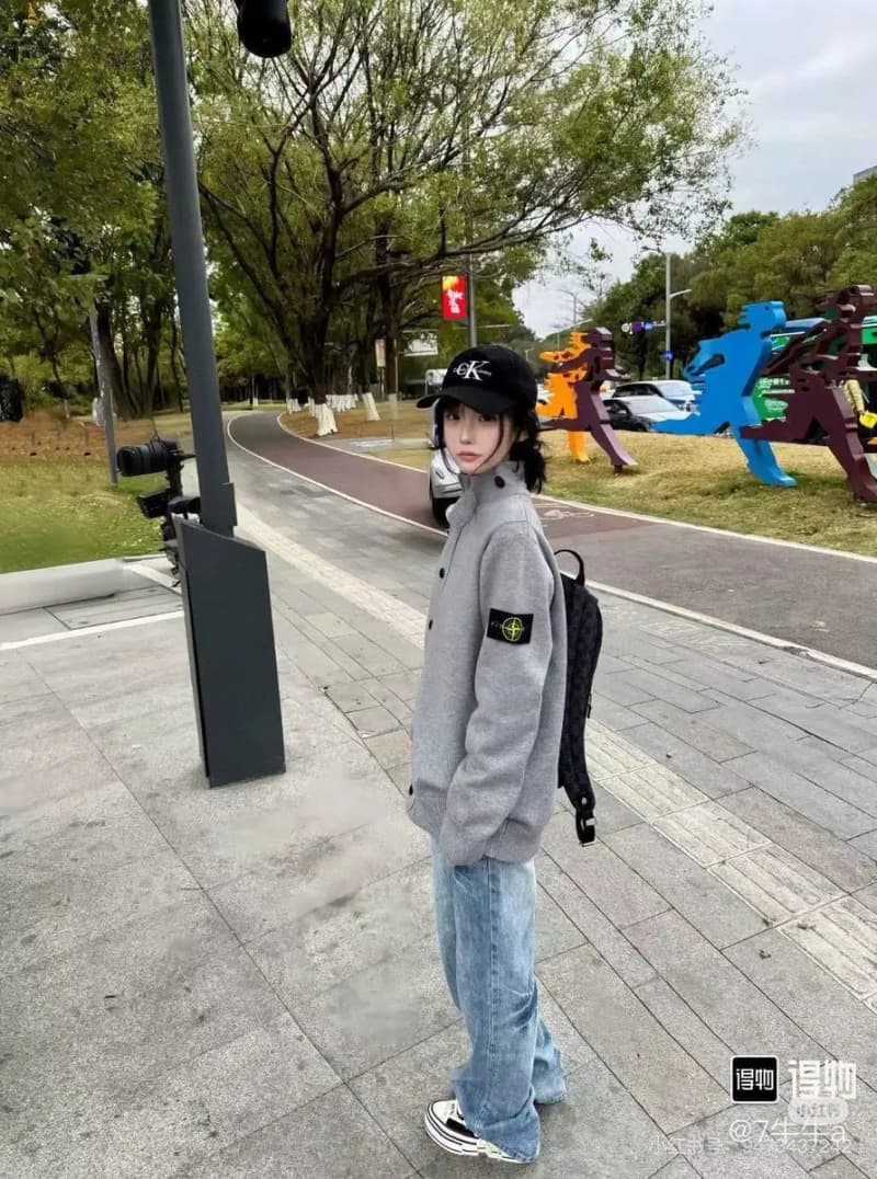 스톤아일랜드 로고 패치 반하이넥 니트 가디건 4
