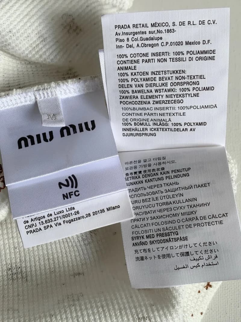 미우미우 코튼 레터 로고 플라워 와플 폴로 셔츠 10