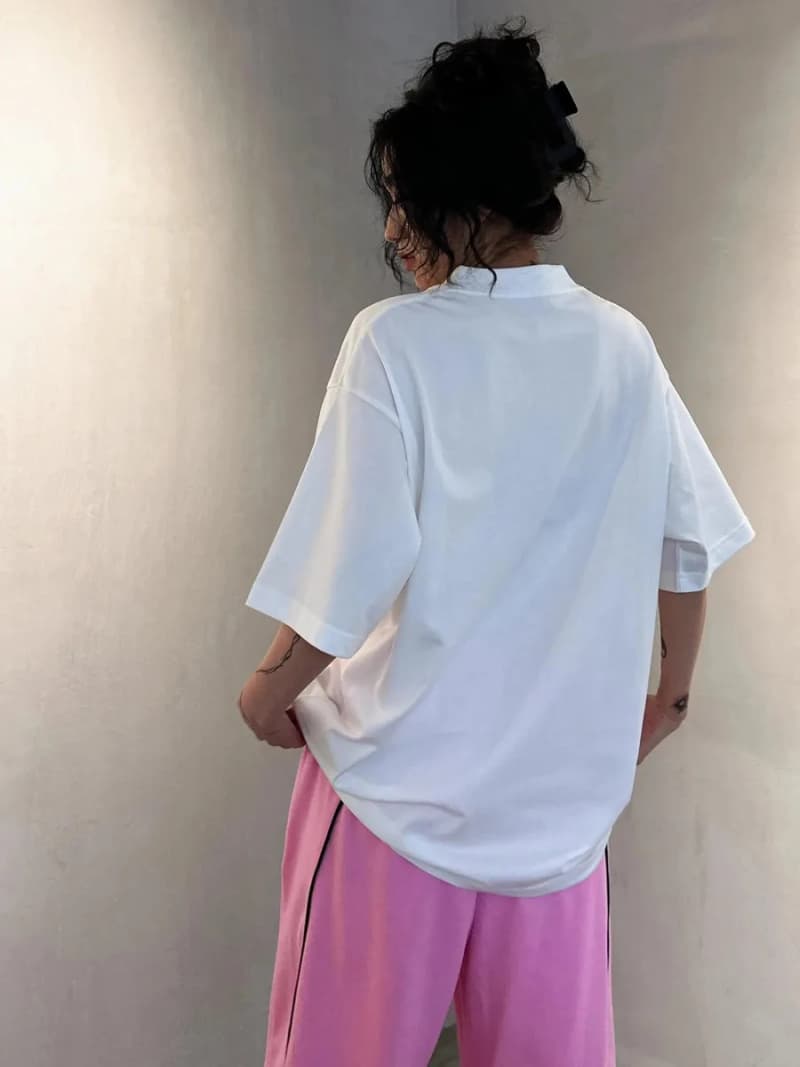 발렌시아가 발 파리 레터 프린트 라운드넥 반팔 티셔츠 4