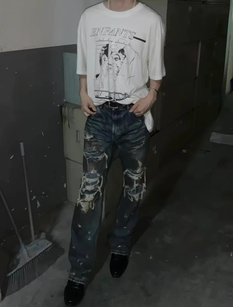 앙팡리쉬데프리메 23SS 쉐이빙 프린트 워시드 반팔 티셔츠 5
