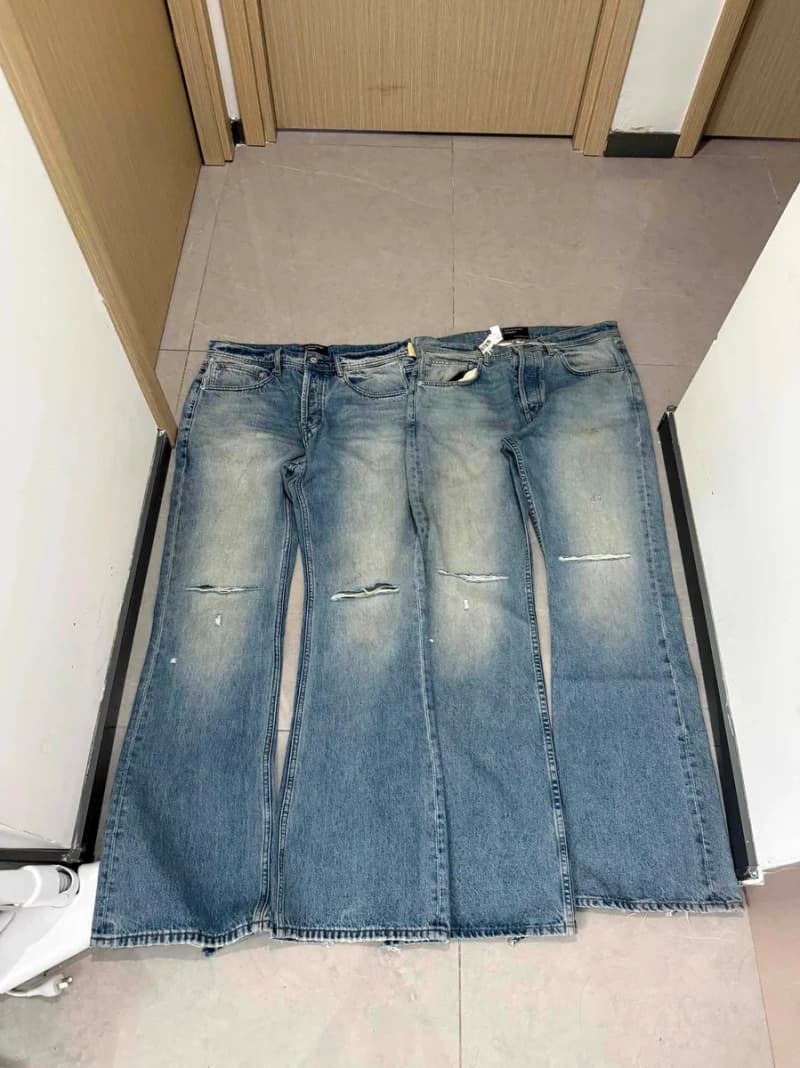 앙팡리쉬데프리메 워시드 나이프컷 데미지 머드다이 부츠컷 데님팬츠 5
