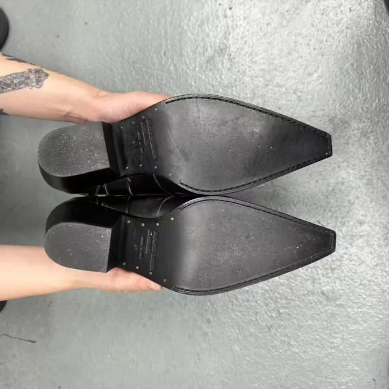 앙팡리쉬데프리메 웨스턴 레더 카빙 자수 첼시 카우보이 부츠 7