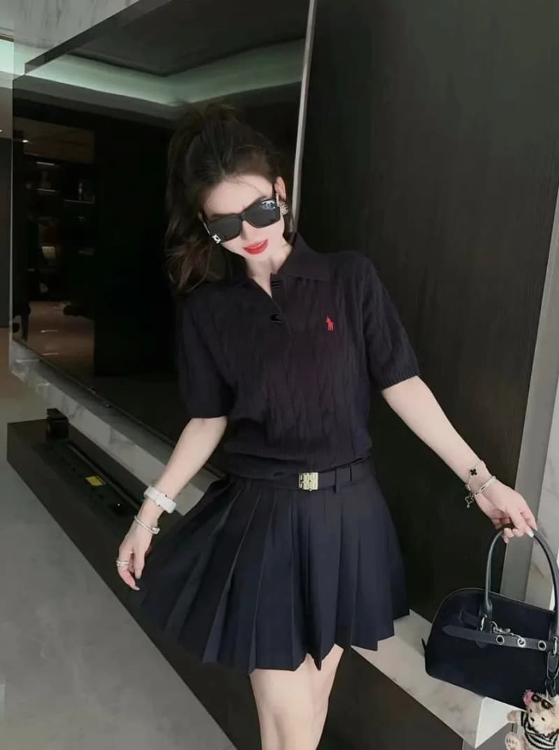 폴로 랄프로렌 케이블 니트 카라 폴로 반팔 (블랙) 상세 1