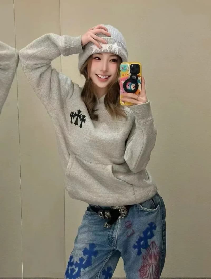 크롬하츠 스팟플라워 그레이 크로스 후드 세트업 3