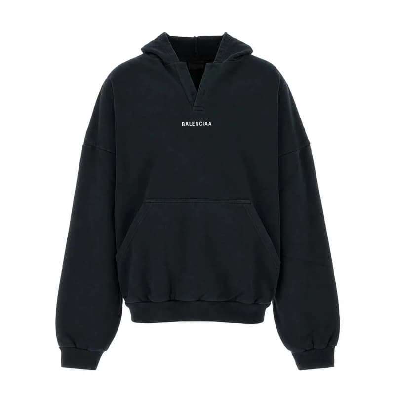 발렌시아가 오픈칼라 로고 자수 후드티 상세 1