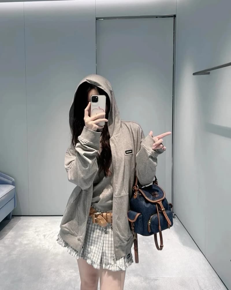 미우미우 후드 집업 (마 그레이)/mm스튜디오 6