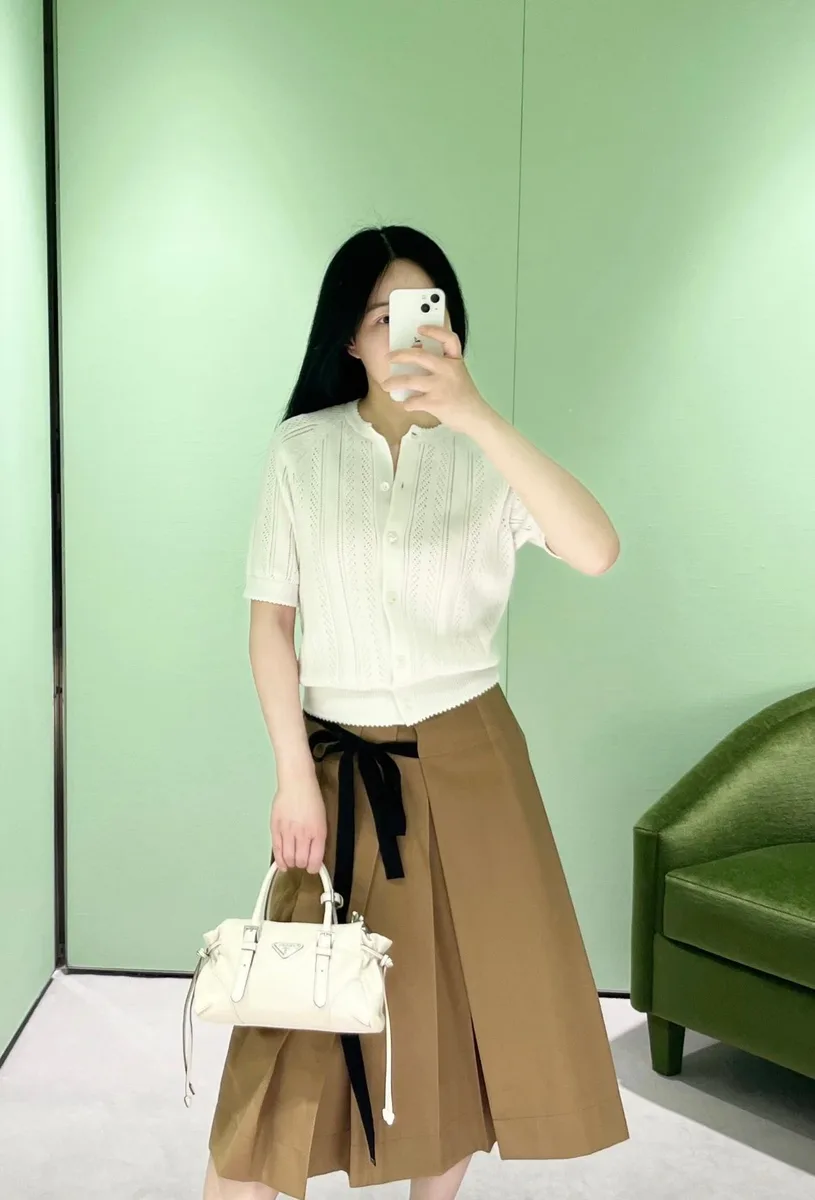프라다 웜 카멜 플리츠 스커트/mm스튜디오 상세 2