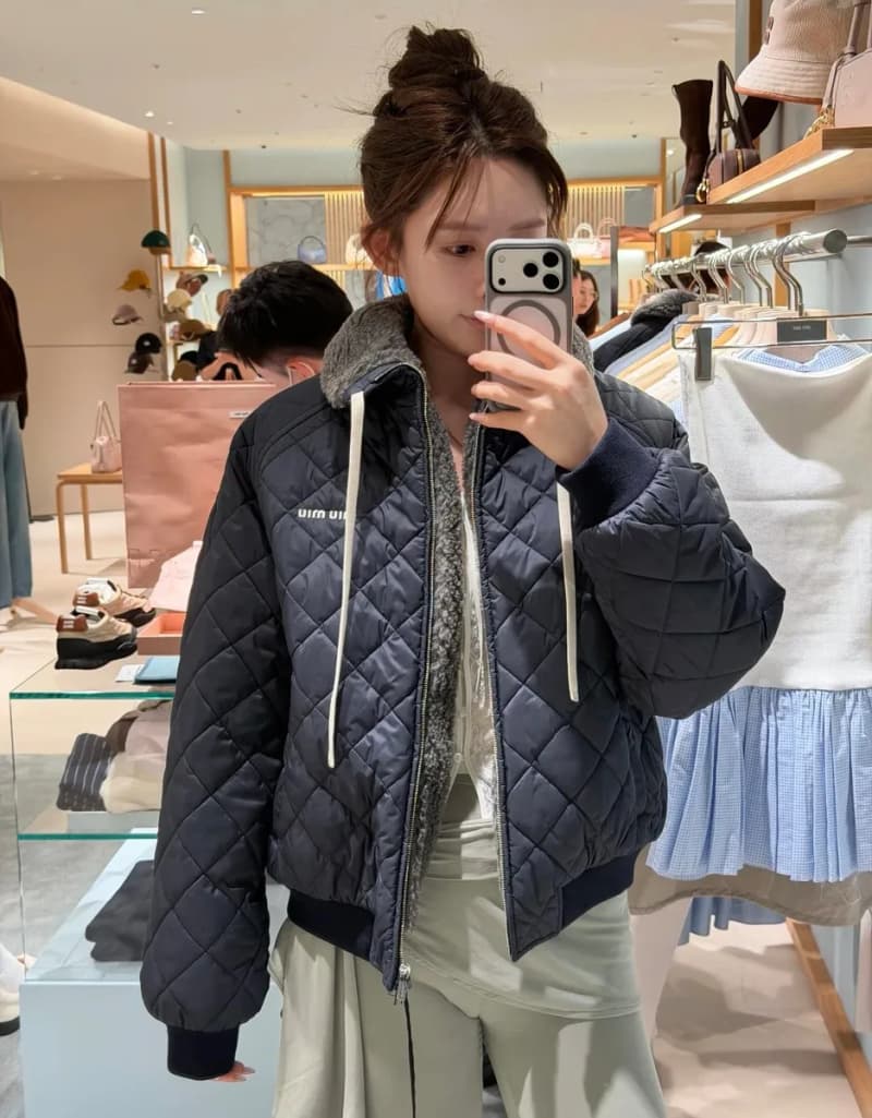 미우미우 퀼팅 퍼 카라 패딩 자켓/mm스튜디오 상세 1