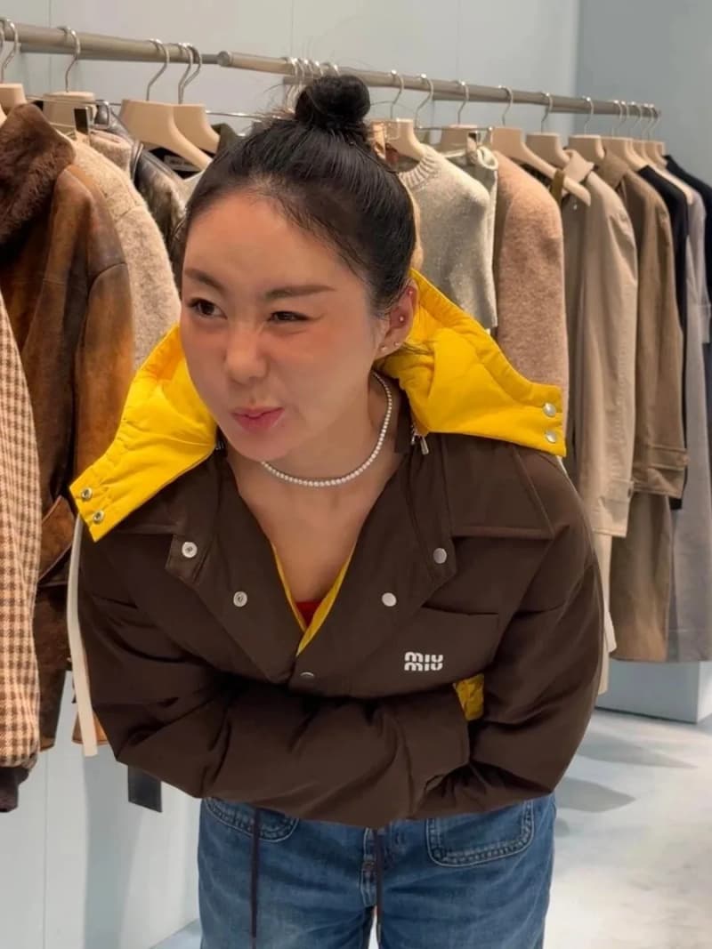미우미우 탈부착 후드 카라 다운 자켓/mm스튜디오 7