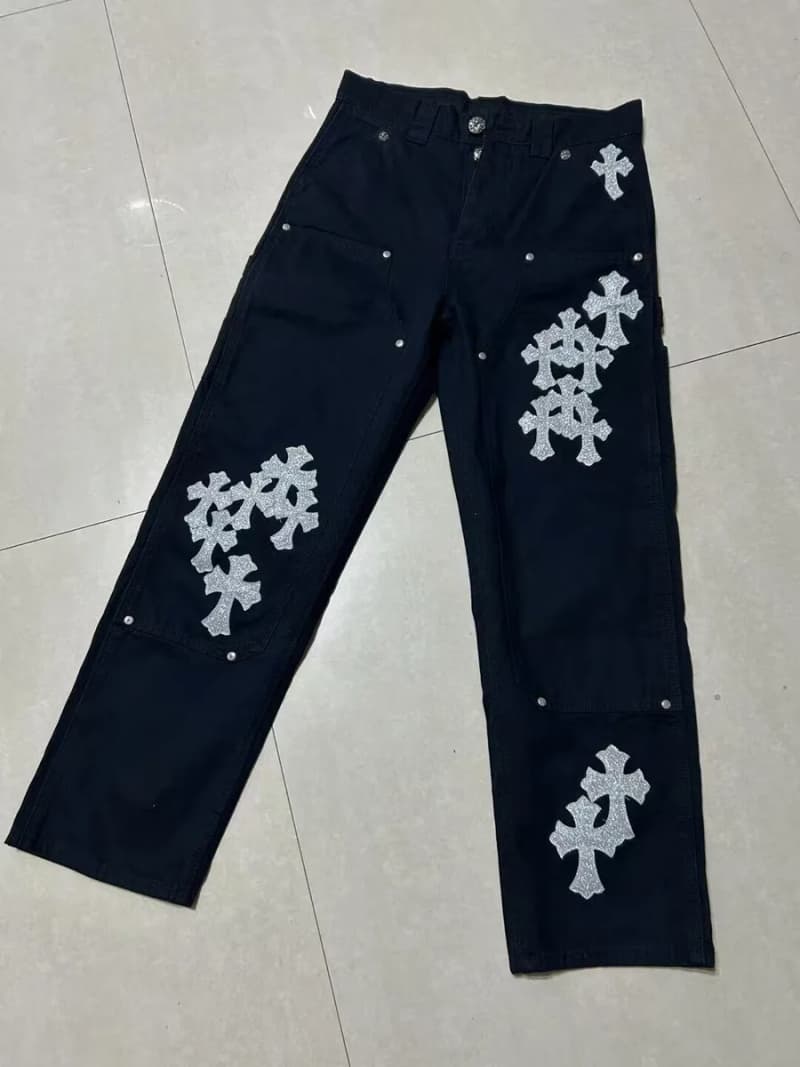크롬하츠 더블니 카펜터 데님 팬츠 (글리터 크로스 패치) 상세 2
