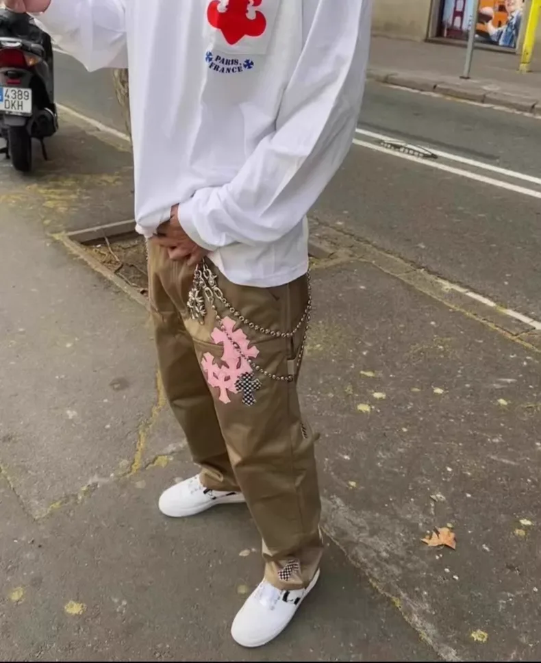 크롬하츠 커스텀 카고 팬츠 (체리 크로스 체커보드 패치) 6