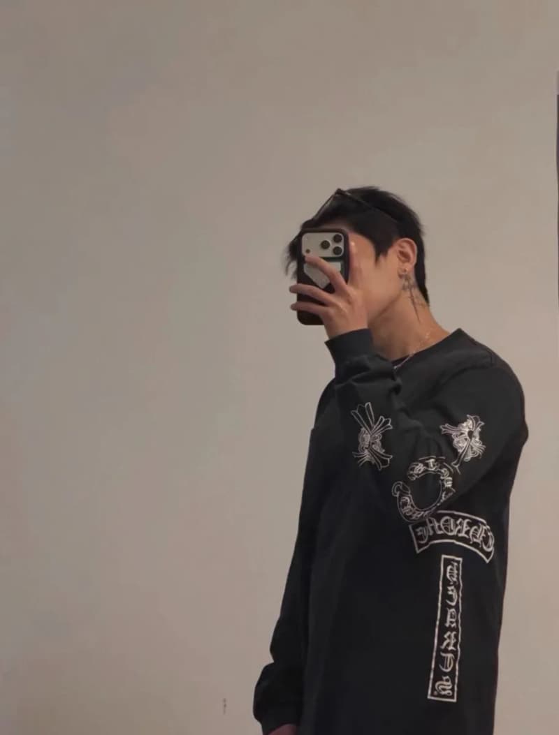 크롬하츠 T-바 워시드 롱슬리브 티셔츠 (블랙) 6