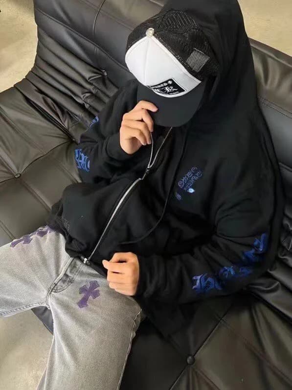 크롬하츠 CH 블루 레터링 후드 집업 7