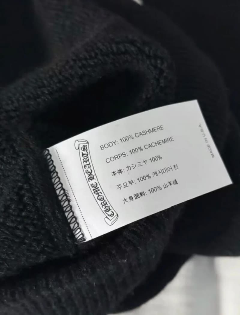 크롬하츠 캐시미어 크루넥 스웨터 (블랙 플로럴 크로스 슬리브) 6