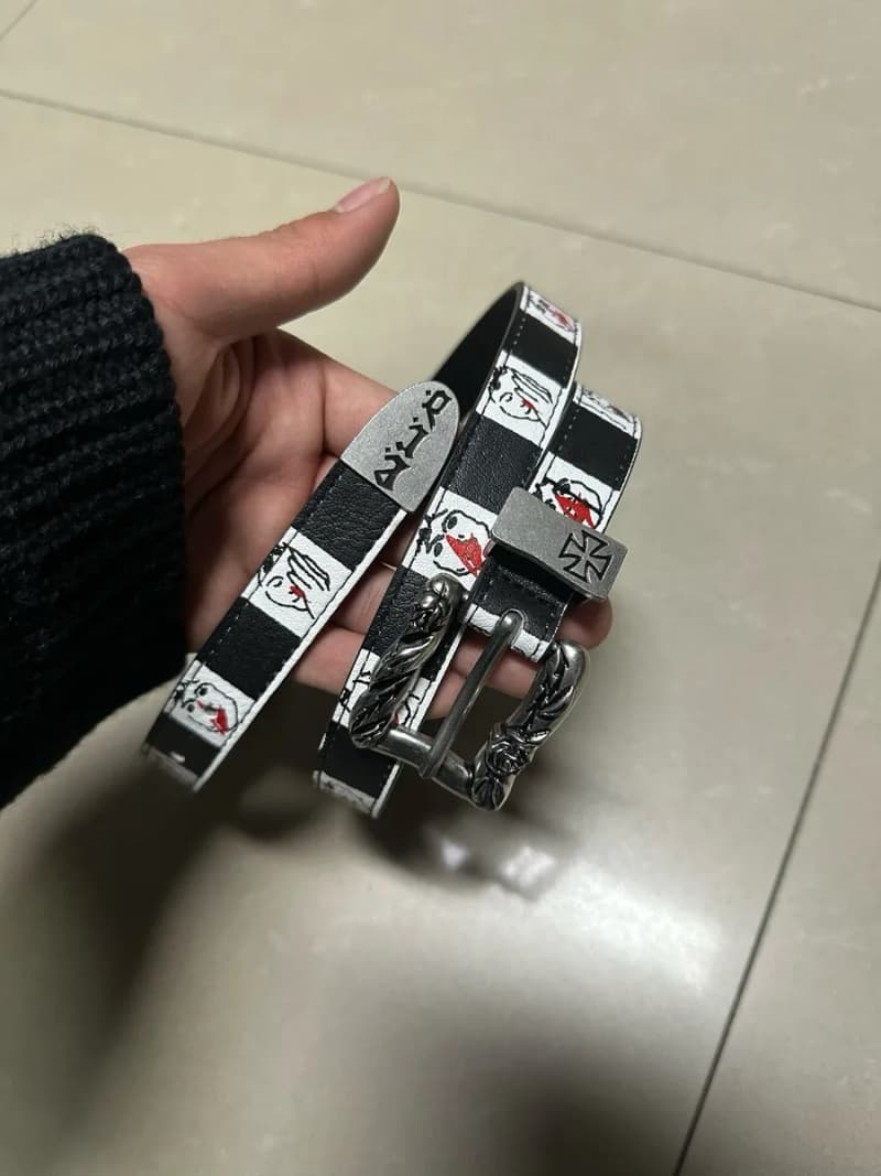앙팡리쉬데프리메 페인티드 캐릭터 체커 벨트 (블랙/화이트) 4