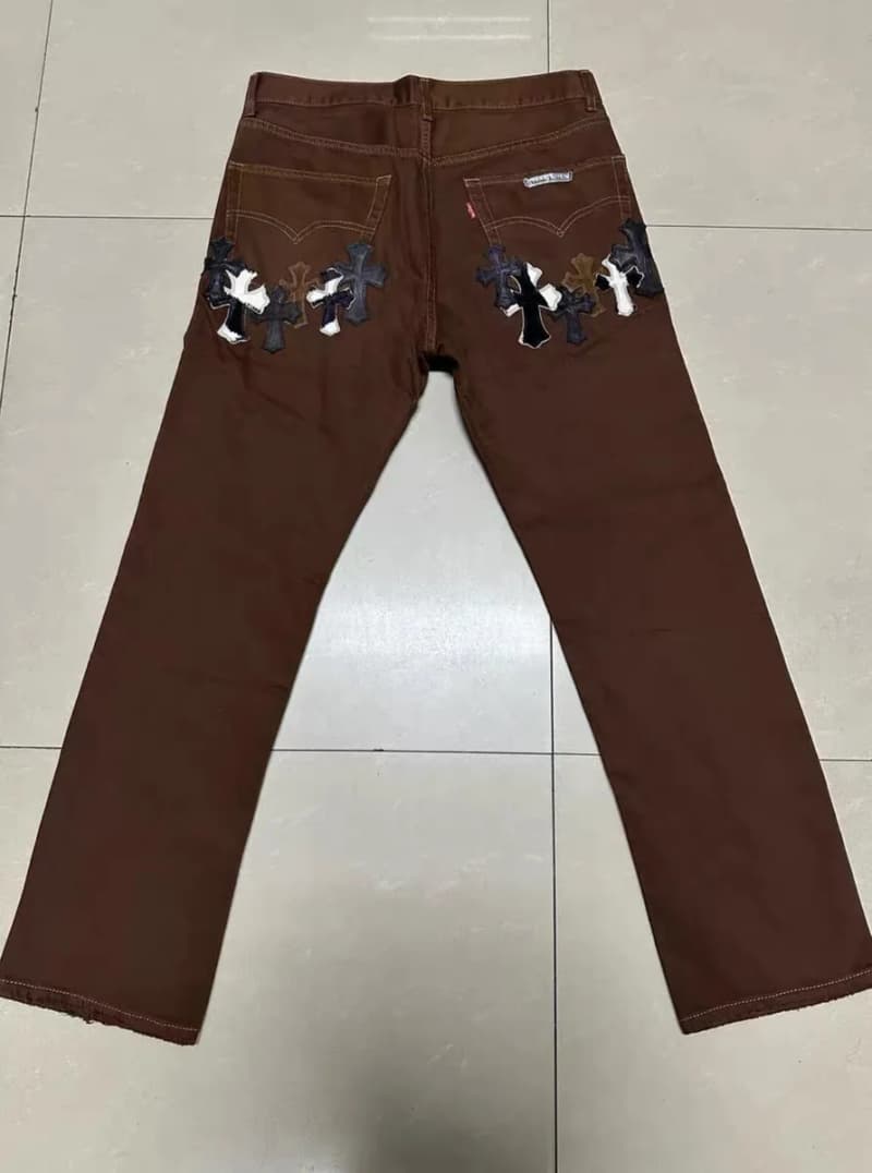 크롬하츠 크로스 패치 데님 팬츠 (브라운) 상세 2