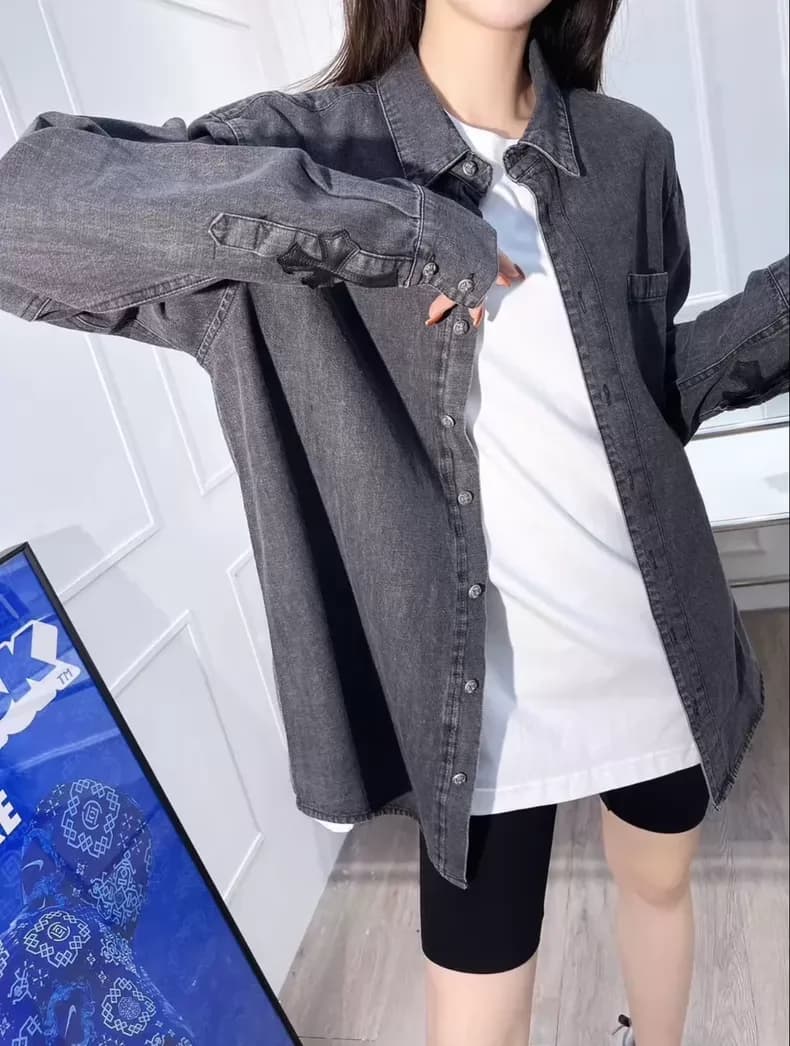 크롬하츠 크로스 패치 워시드 데님 셔츠 6