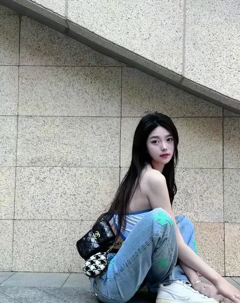 크롬하츠 런던 한정 그린 레더 크로스 패치 501 데님 6