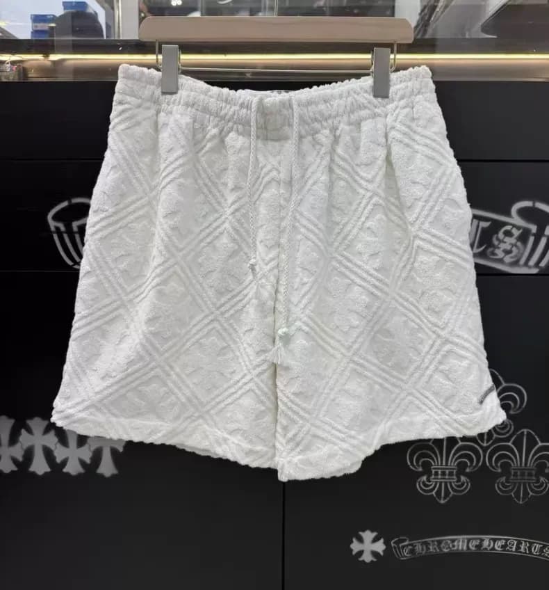크롬하츠 칸 리미티드 크로스 플라워 테리 드로스트링 쇼츠 (화이트) 상세 2