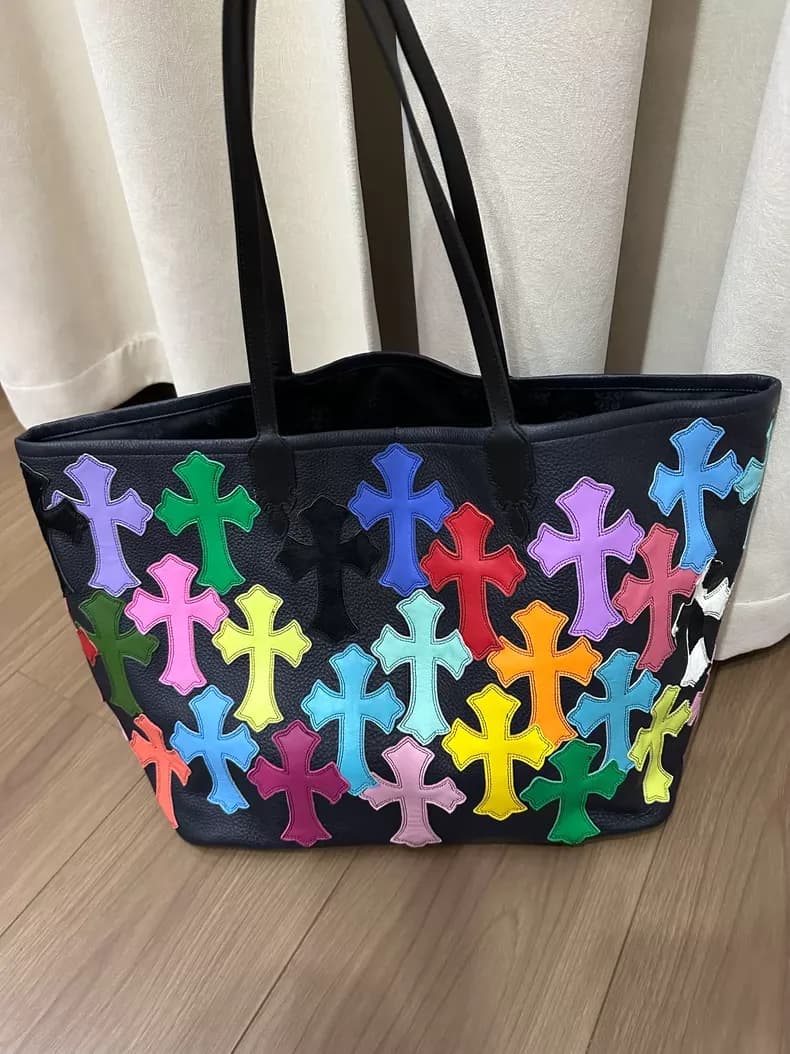 크롬하츠 멀티컬러 크로스 패치 토트백 (네이비) 3