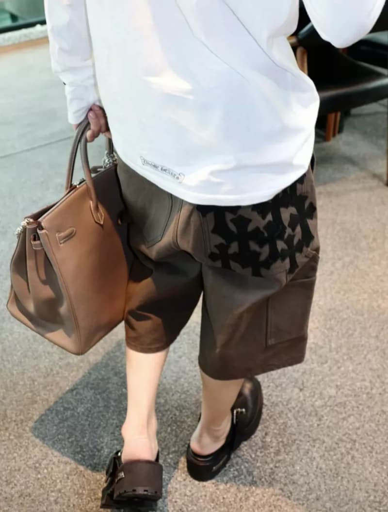 크롬하츠 멀티 레더 크로스 패치 카펜터 반바지 4