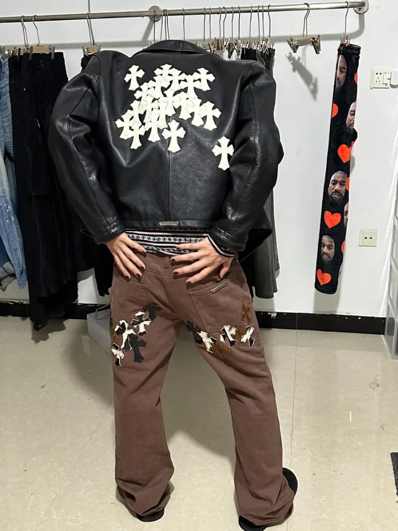 크롬하츠 크로스 패치 레더 데님 팬츠 (호스헤어·스웨이드) 6