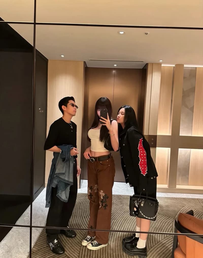 크롬하츠 크로스 패치 데님 팬츠 (브라운) 7