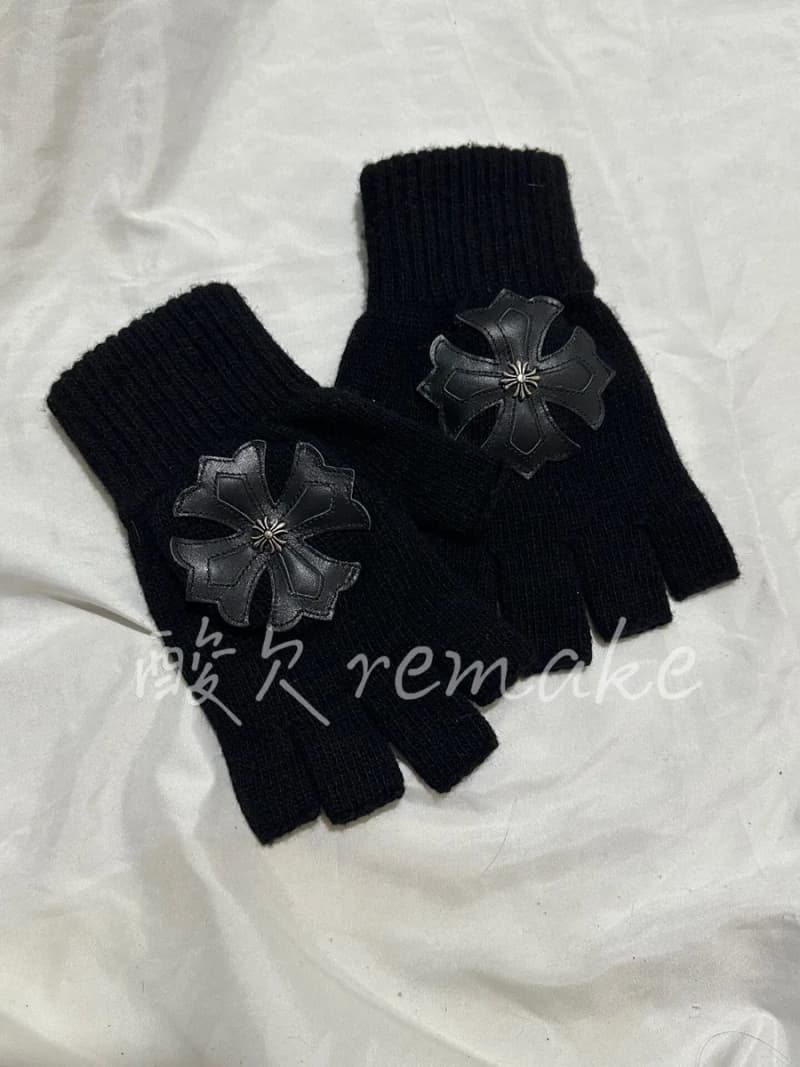 크롬하츠 크로스 패치 하프 핑거 캐시미어 장갑 상세 2