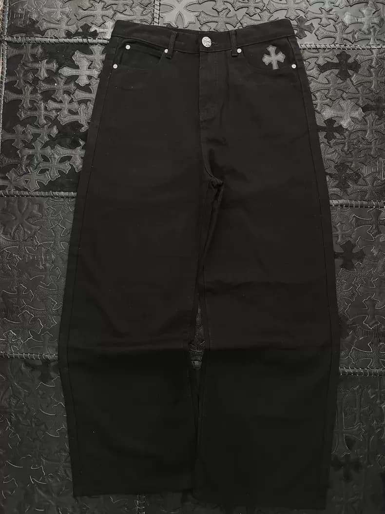 크롬하츠 크리스찬 크로스 패치 데님 팬츠 (블랙) 3