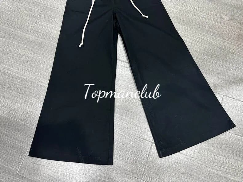 릭 오웬스 임브로이더드 슬로건 와이드 카고 팬츠 (블랙) 4