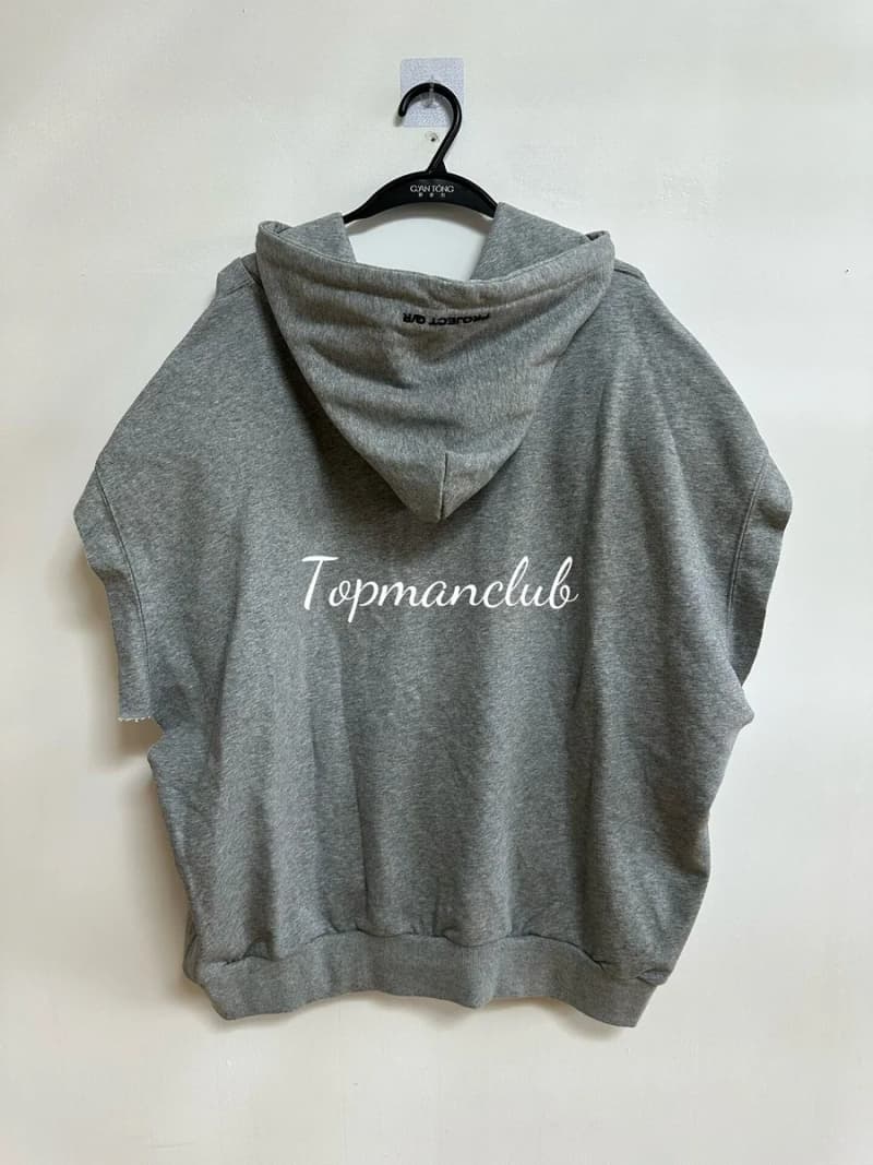 프로젝트 G/R 노 갭 오버사이즈 슬리브리스 집업 후디 베스트 (그레이) 3
