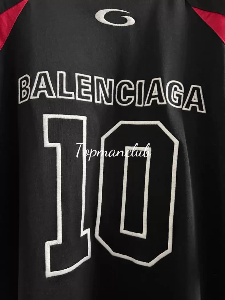 발렌시아가 × NBA 바스켓볼 저지 티셔츠 (블랙/레드) 5