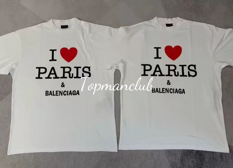 발렌시아가 I ♥ Paris 로고 프린트 티셔츠 (화이트) 상세 2