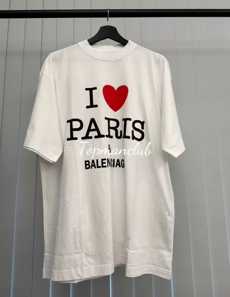 발렌시아가 I ♥ Paris 로고 프린트 티셔츠 (화이트) 상세 1