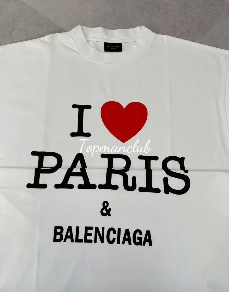 발렌시아가 I ♥ Paris 로고 프린트 티셔츠 (화이트) 4