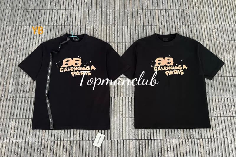 발렌시아가 BB 페인트 로고 티셔츠 (블랙) 상세 2