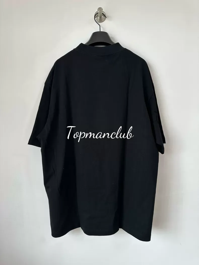 발렌시아가 컬시브 로고 자수 티셔츠 (블랙) 상세 2