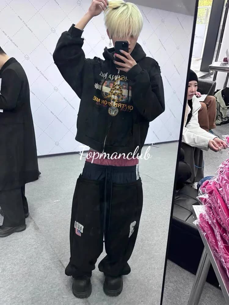 그레일즈 프로젝트 스네이크 이어 밴드 프린트 디스트로이드 집업 후디 8