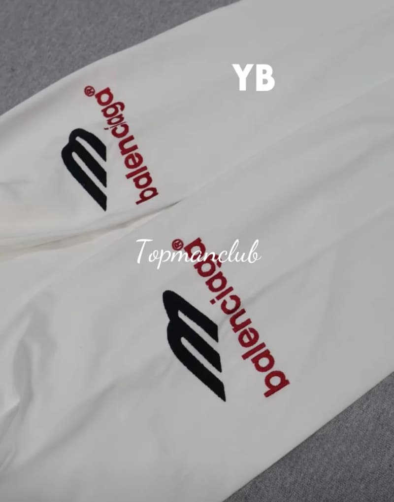 발렌시아가 3B 스포츠 아이콘 자수 롱슬리브 티셔츠 (화이트) 5