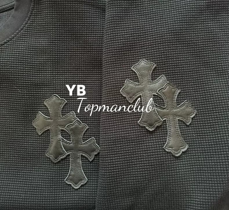 크롬하츠 크로스 패치 헨리넥 와플 롱슬리브 (블랙) 5