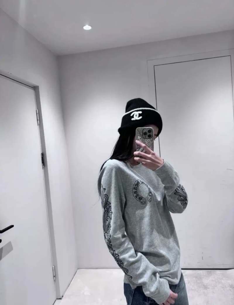 크롬하츠 와플 롱슬리브 티셔츠 (그레이) 7