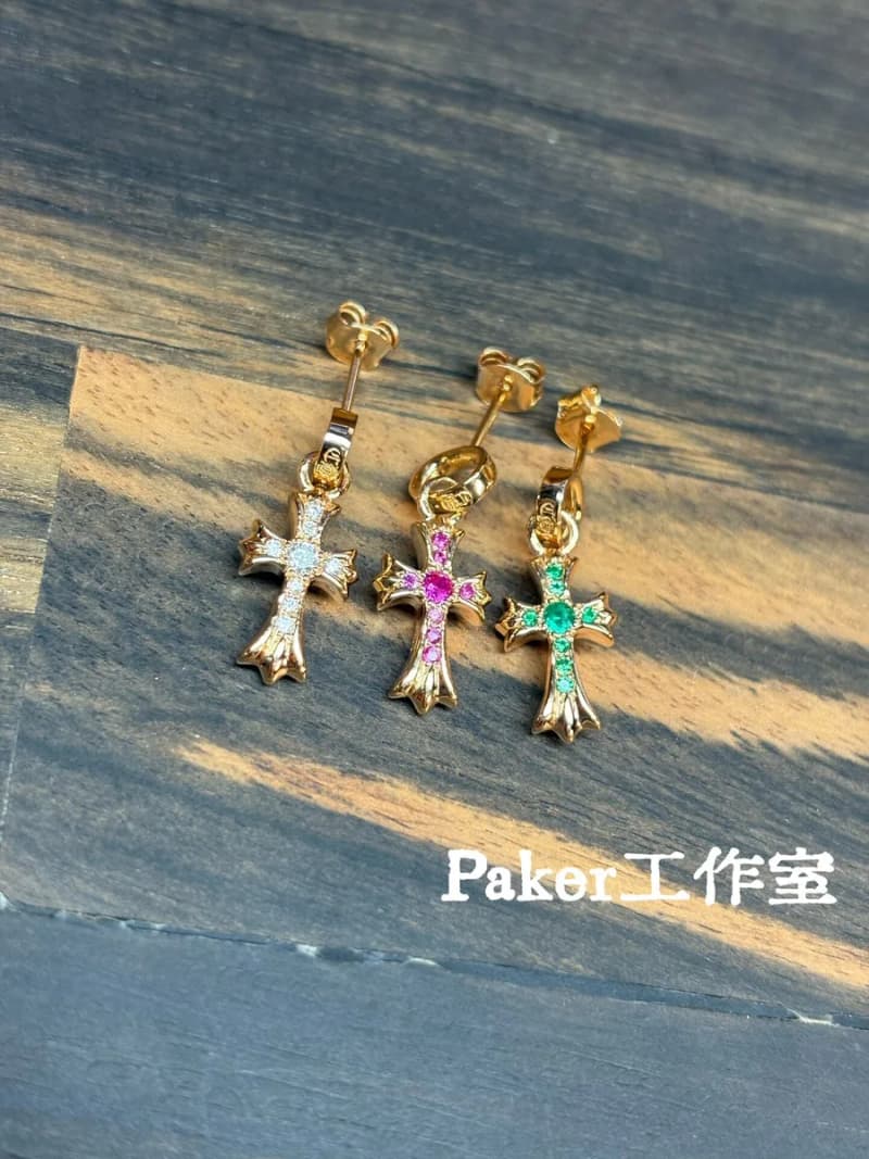 크롬하츠 22K 골드 플레이티드 베이비 팻 크로스 이어링/paker(공룡) 상세 2
