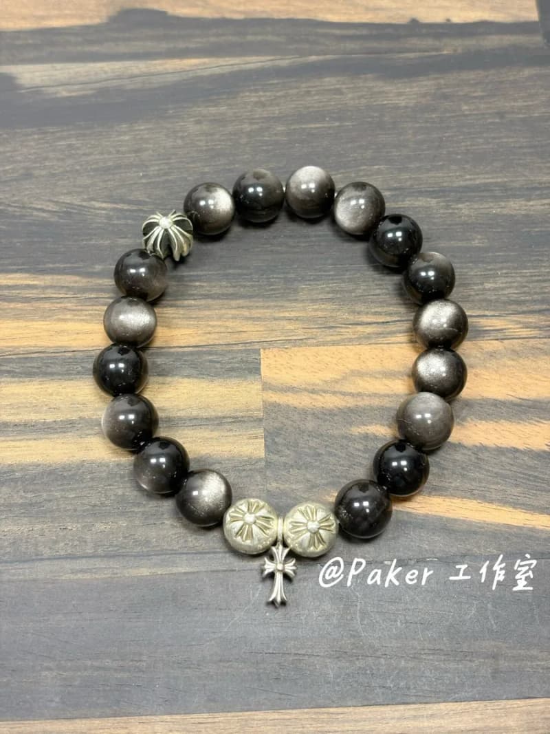 크롬하츠 실버 옵시디언 비즈 팔찌 (10mm)/paker(공룡) 상세 2