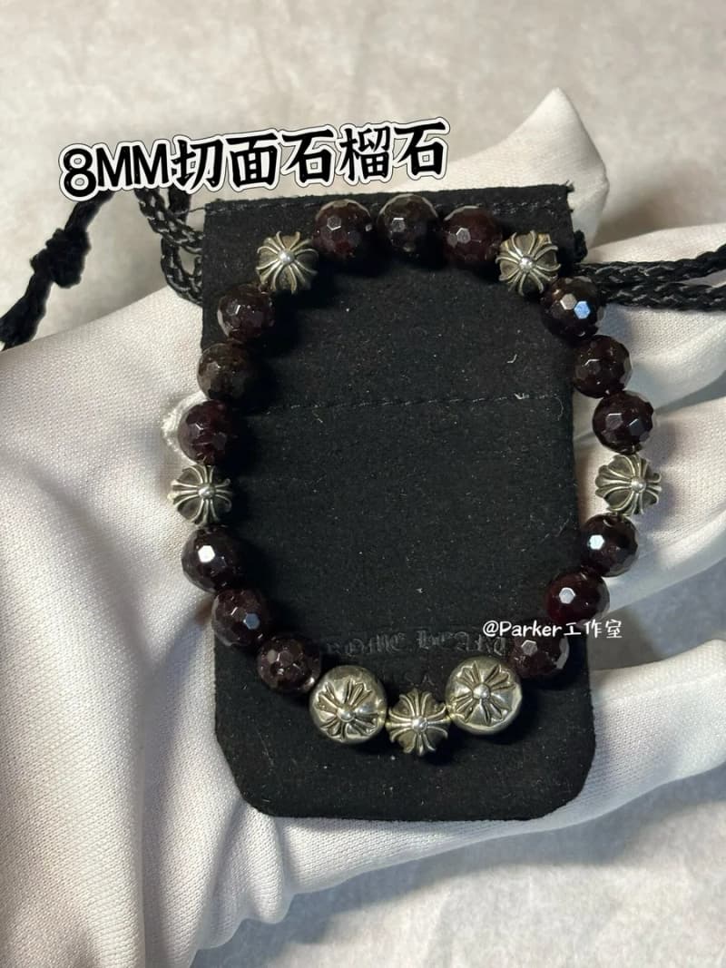 크롬하츠 8mm 가넷 비즈 팔찌 (실버 비즈)/paker(공룡) 3