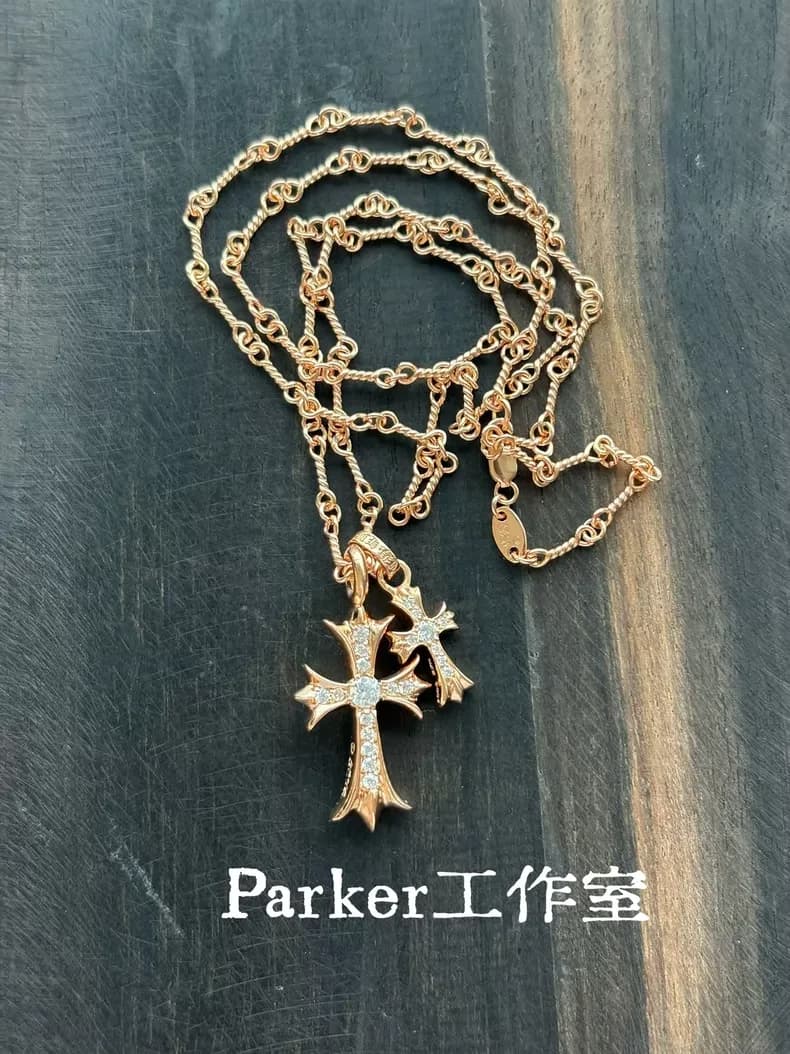 크롬하츠 더블 CH 크로스 펜던트 목걸이 (22K 골드 플레이팅)/paker(공룡) 상세 2